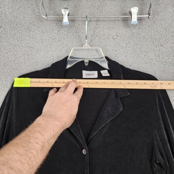 CHICO'S TRAVELERS Black Button Down Shirt Blouse Top Size 1 - Picture 3 of 11